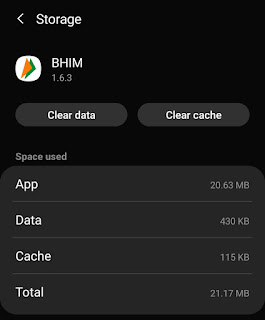 Clear BHIM app cache Clear BHIM app cache