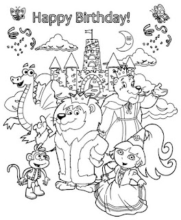 Dora happy birthday coloring page