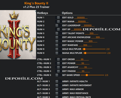 Kings Bounty II PC Oyunu Altın, Can Trainer Hilesi İndir 2021