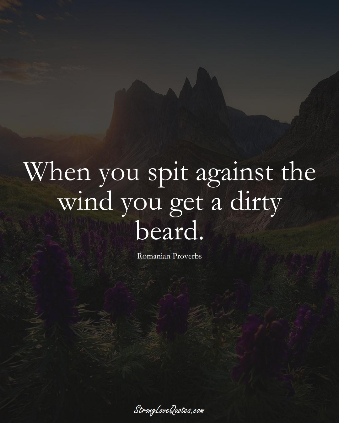 When you spit against the wind you get a dirty beard. (Romanian Sayings);  #EuropeanSayings