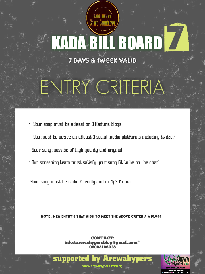 NEWS KADA BILLBOARD CHART REQUIREMENTS