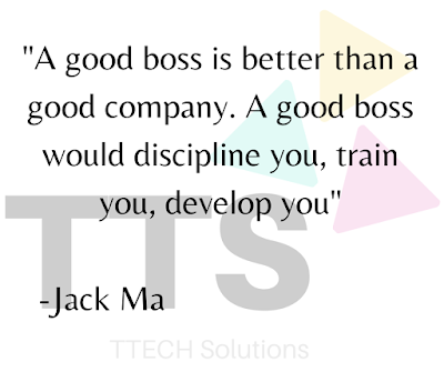 A pic showing logo of TTECH Solutions with Good Quote of Jack Ma, Positive Quote, Good Quote Category, Quote of the Day