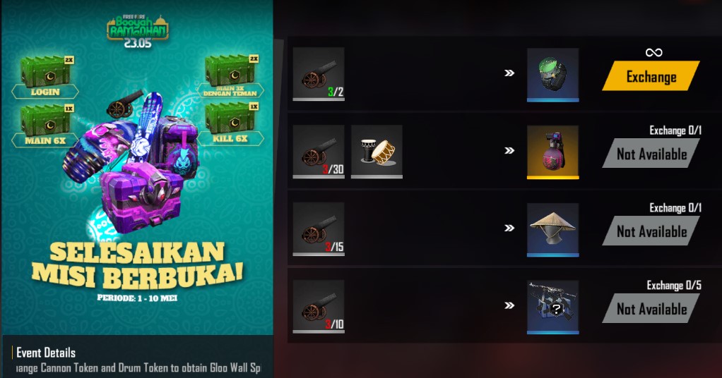 Cara Mendapatkan Token Cannon Dan Drum Token Event Booyah