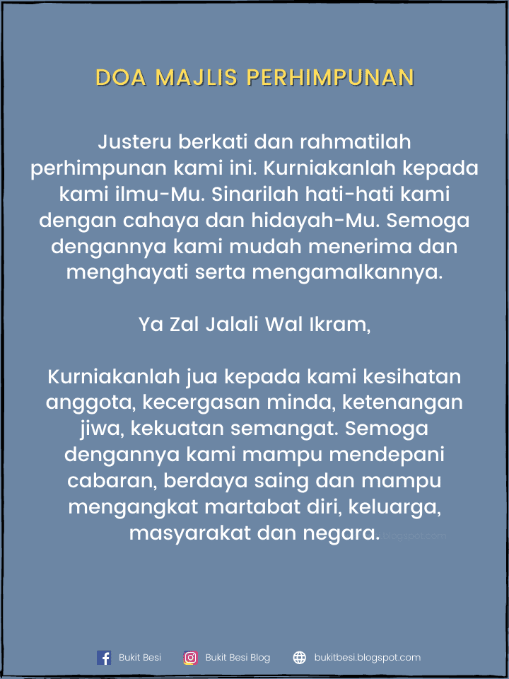 Doa Selamat Majlis Kesyukuran Ringkas Sesuai Semua Program | Bukit Besi