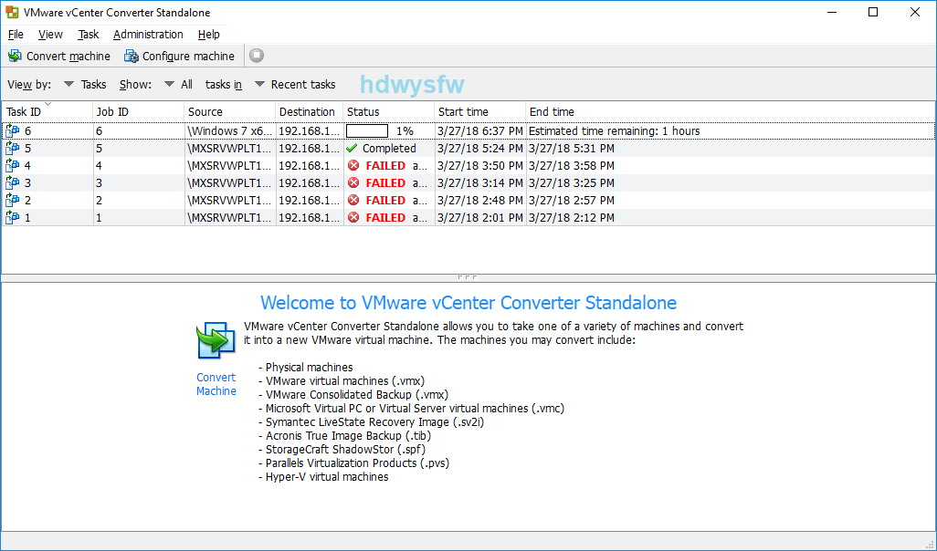 HARDWARE Y SOFTWARE FAILED Unable to reconfigure the destination