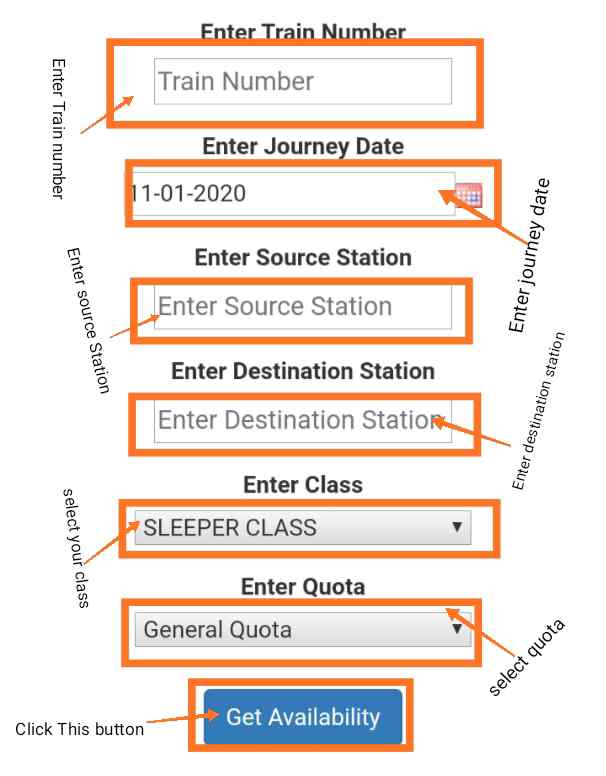 Train Seat Availability Check online Indian Rail info