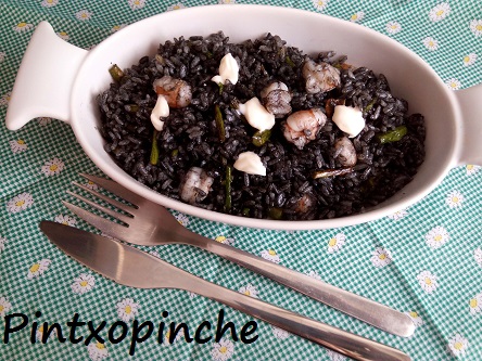 arroz, arroz negro, calamar, esparragos, gambas verduras, sepia, sin gluten