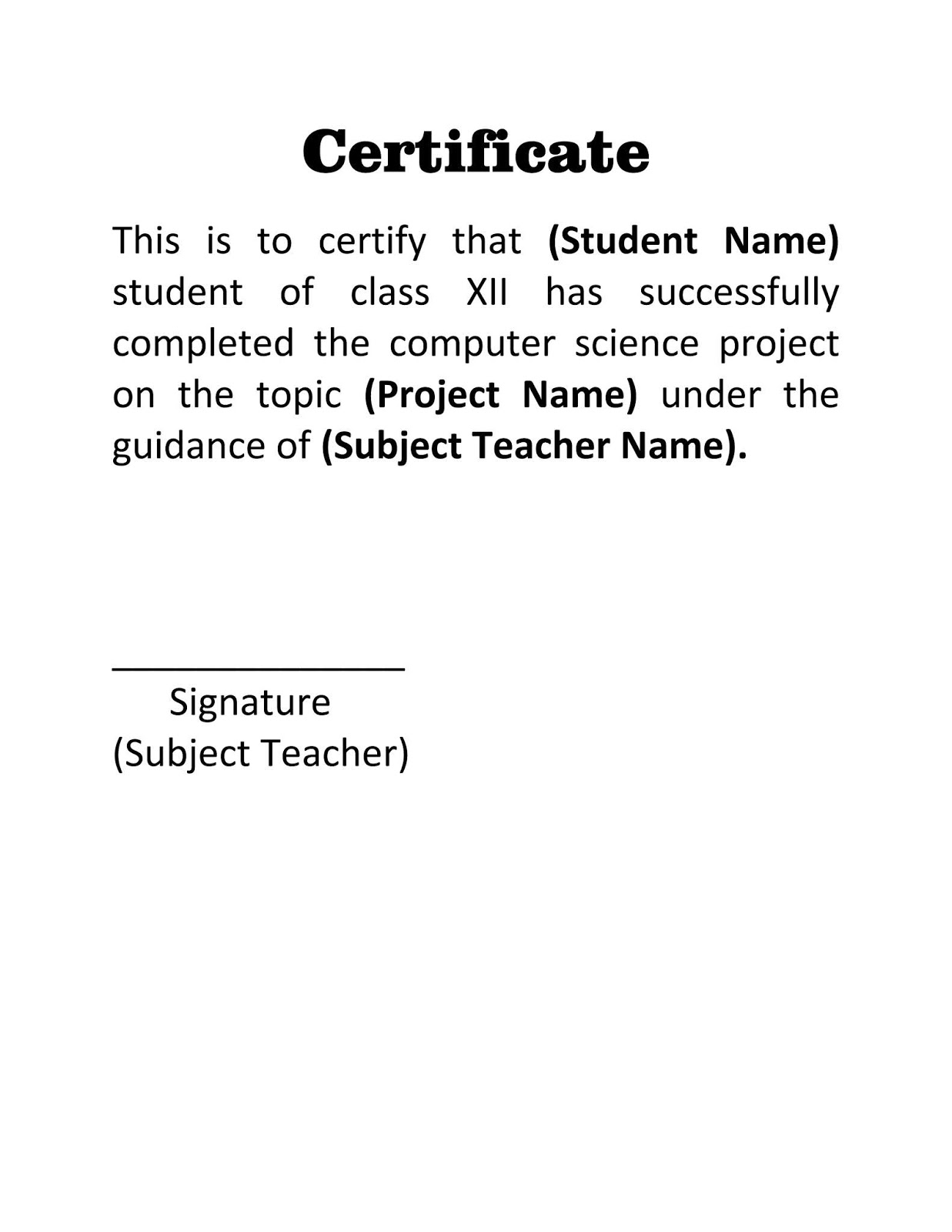 assignment certificate page