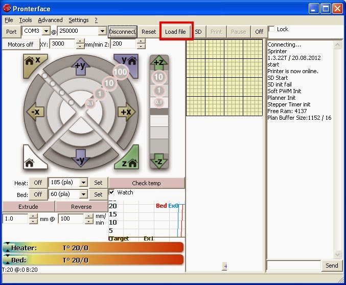 The MakerApprentice's Start the print using Pronterface