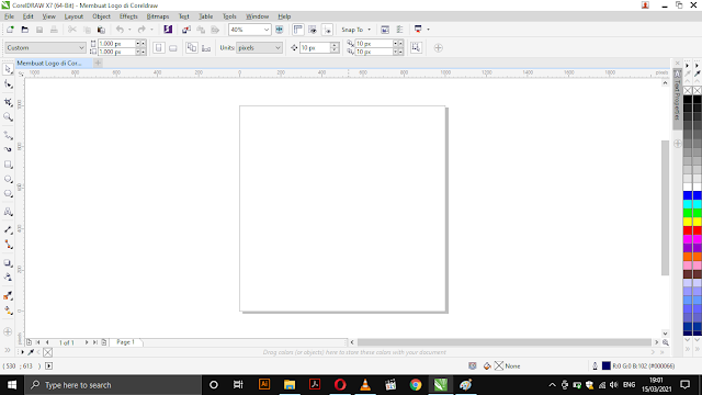 Tampilan lembar kerja coreldraw