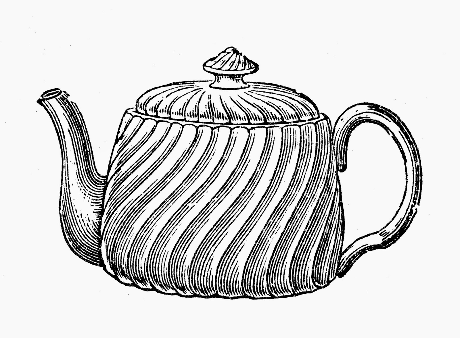 Sisters' Warehouse Tea Time Free Vintage Illustrations in Black and