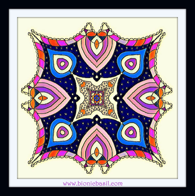 Mandalas on Monday ©BionicBasil® Colouring With Cats Mandala #136 coloured by Cathrine Garnell