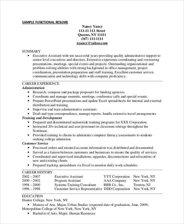 example-of-a-functional-resume-gambaran