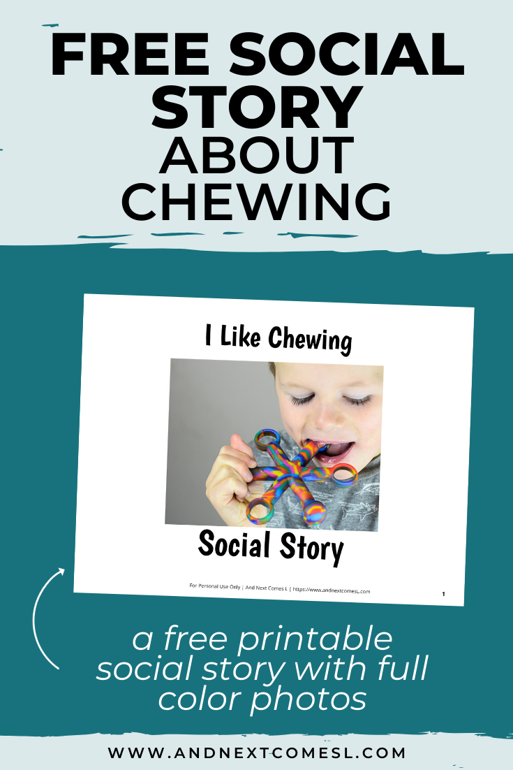 Free printable social story for kids with autism about chewing