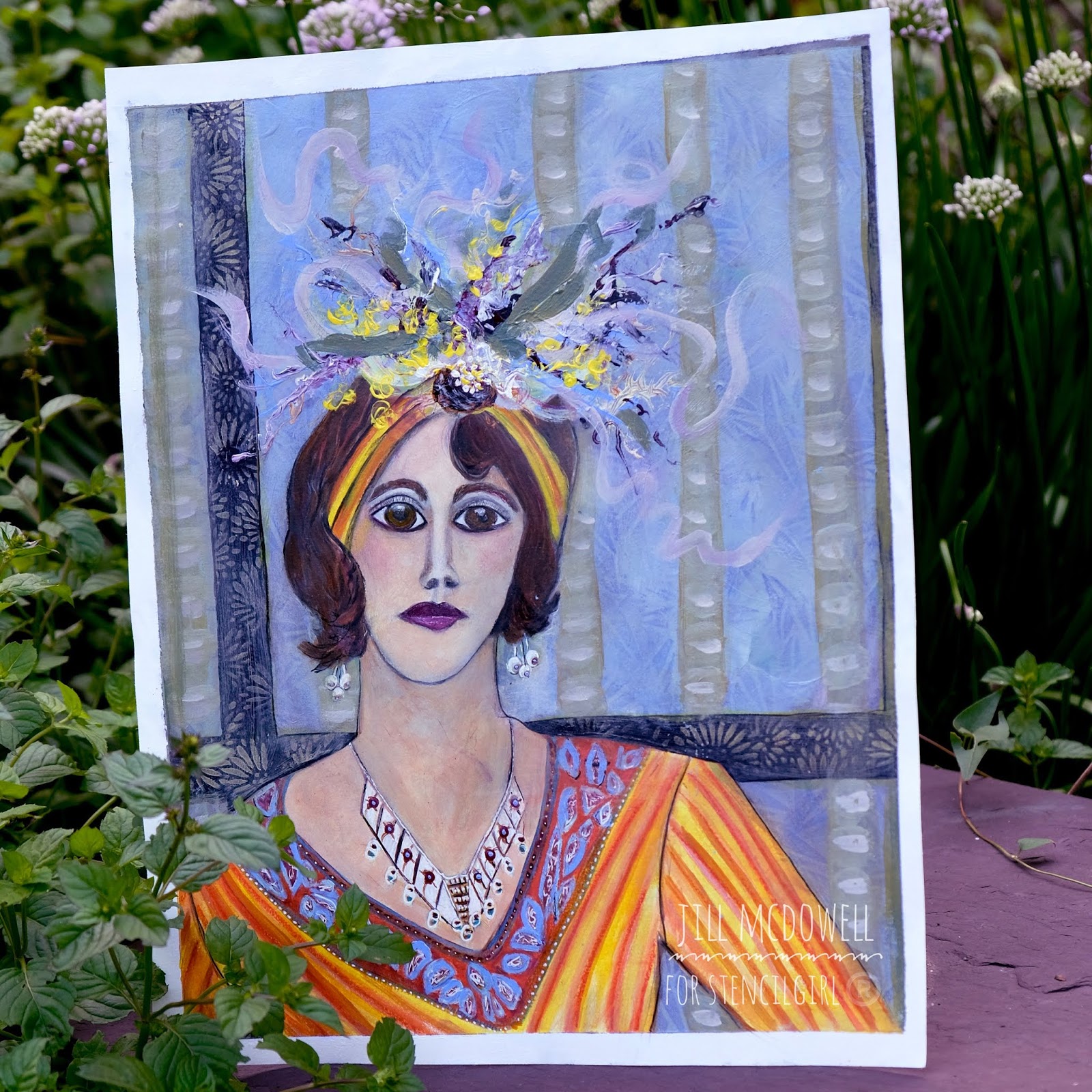 StencilGirl Talk Making Marks with Magic Stamps, a Knitting Needle