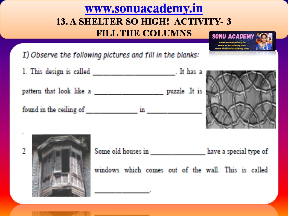 SONU ACADEMY A SHELTER SO HIGH! (Activities) CHAPTER13 (EVSV)