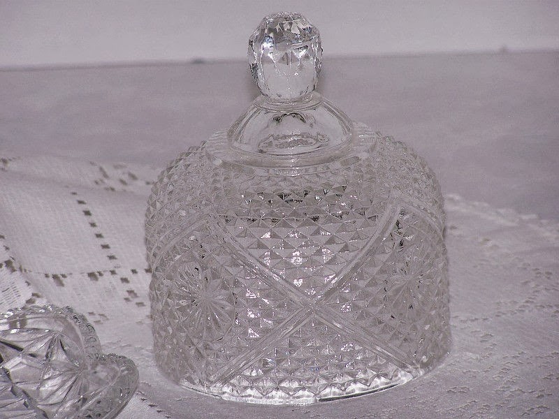 LilacsNDreams Shoppe Vintage Avon Butter Dish Fostoria Pressed Glass 1970s