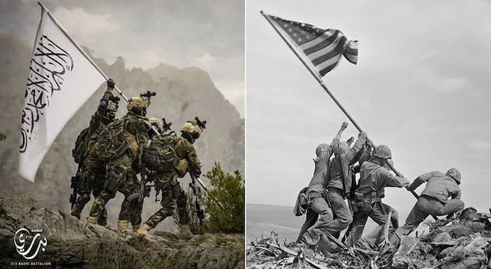 Taliban Rilis Foto Perbandingan Pengibaran Bendera Iwo Jima, Ternyata Bermaksud Ejek Negara Ini