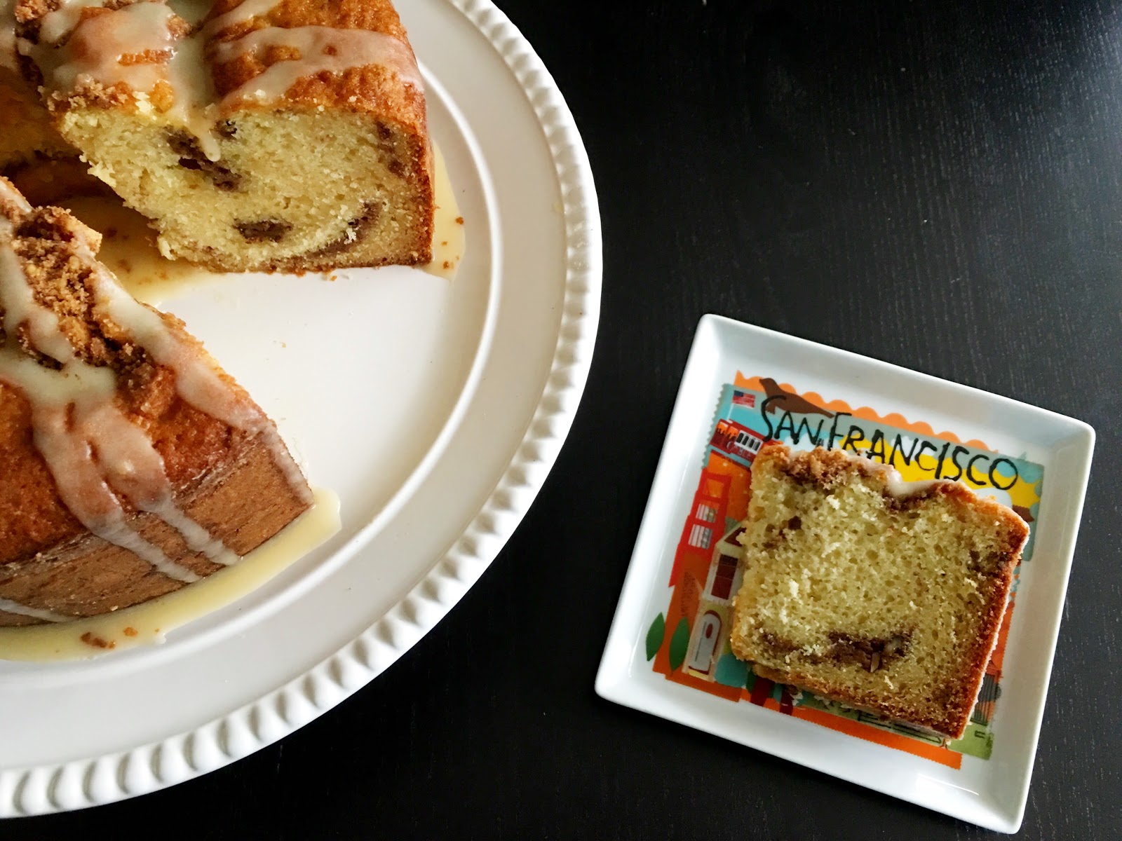 Fueling with Flavour Ina's Cinnamon Coffee Cake with Maple Glaze