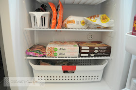 Inside upright fridge organized :: OganizingMadeFun.com