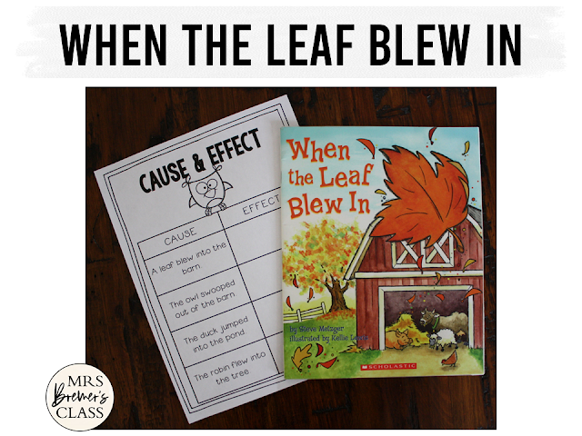 When the Leaf Blew In book study activities unit with Common Core aligned literacy companion activities for fall in Kindergarten and First Grade