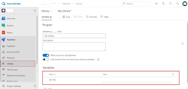 How to read run parameters from test settings and then map it with Azure library
