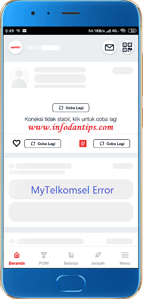 Gambar Aplikasi MyTelkomsel Error
