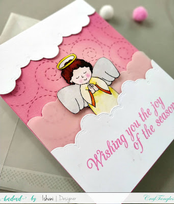 Beautiful Angel card, Quick Holiday card ideas, Christmas card,Video Tutorial, Vellum clouds, Craftangles,die cutting, simon says stamps debossing folder, Elizabeth crafts cloud dies,Quillish,