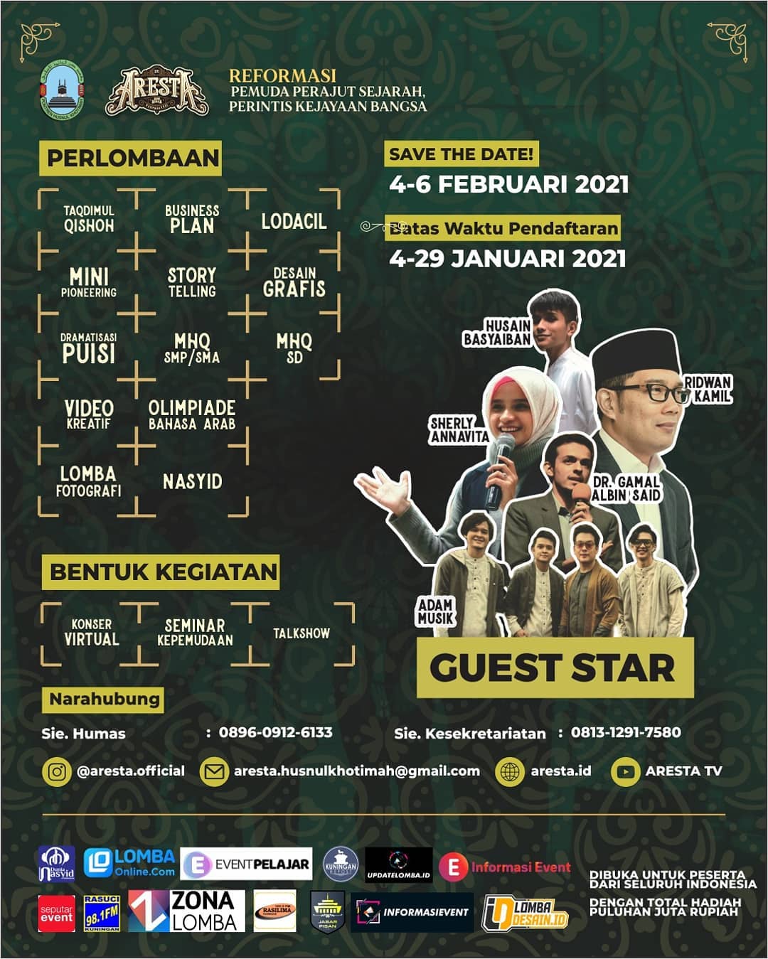 LOMBA TERBARU 2021 - AJANG REMAJA BERPRESTASI (ARESTA 16) - Informasi