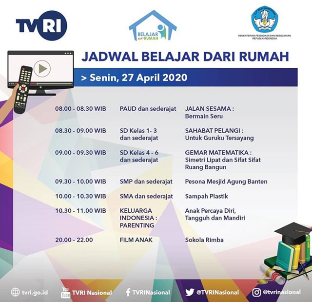 Live Streaming Dan Jadwal Belajar Tvri Hari Ini Senin 27 April 2020 Alhidamart
