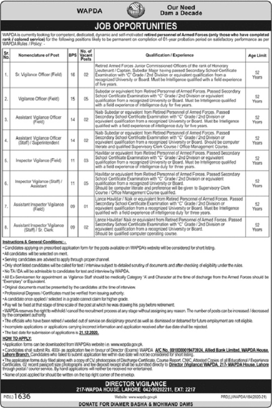 Water and Power Development Authority Wapda Jobs 2020