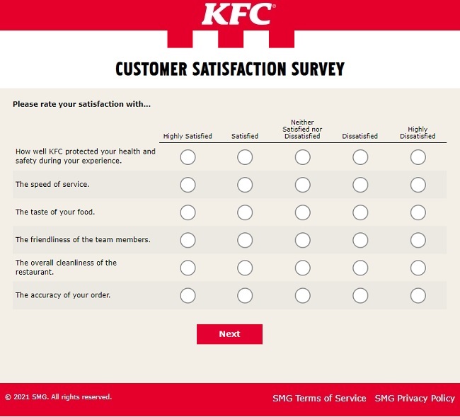 KFC online survey