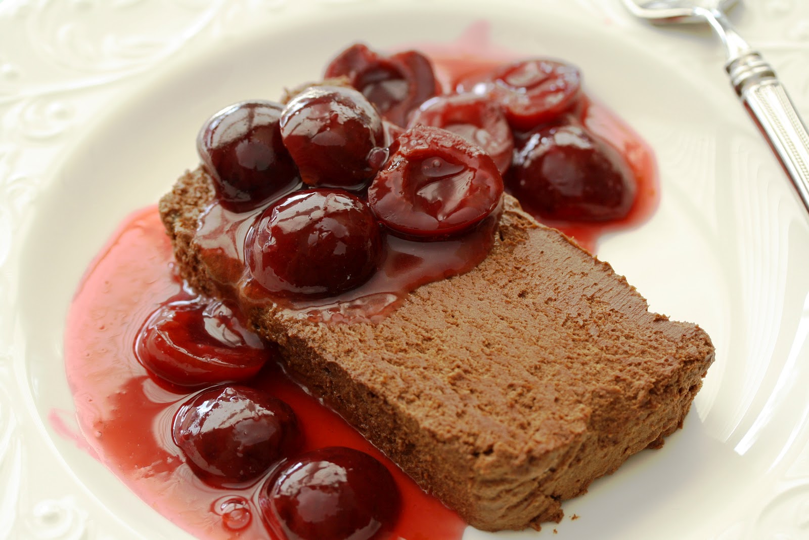 Chocolate Marquise with Fresh Cherry Sauce Saving Room for Dessert