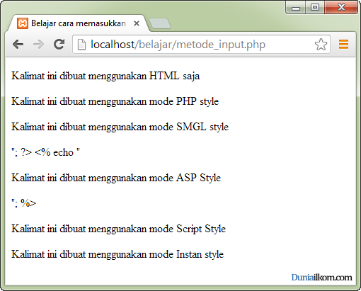 BELAJAR PHP 7 : Cara Memasukkan kode PHP ke dalam HTML