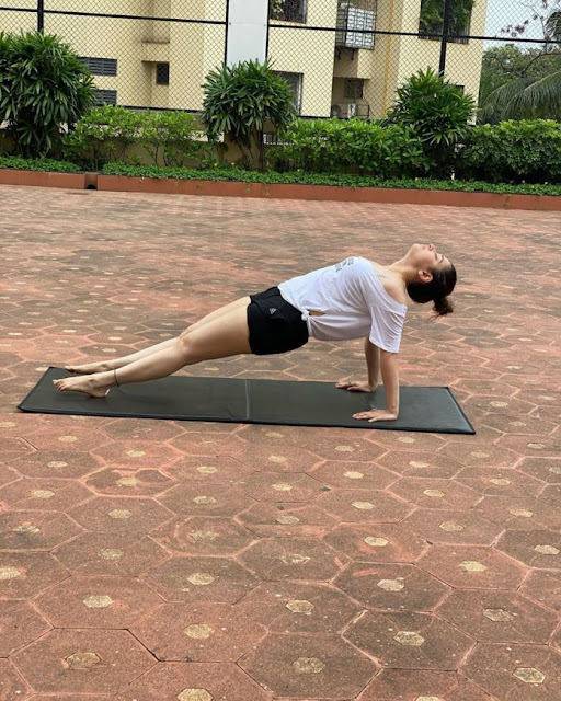 TAMANNAH BHATIA stills during her Yoga excercise