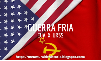Bandeiras dos EUA e da URSS lembrando a Guerra Fria