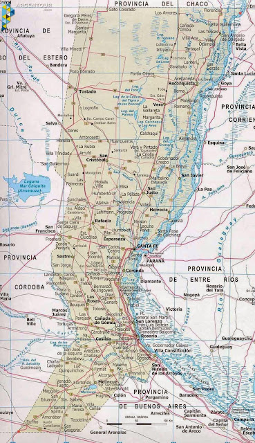Mapa rodoviário da província de Santa Fé - Argentina