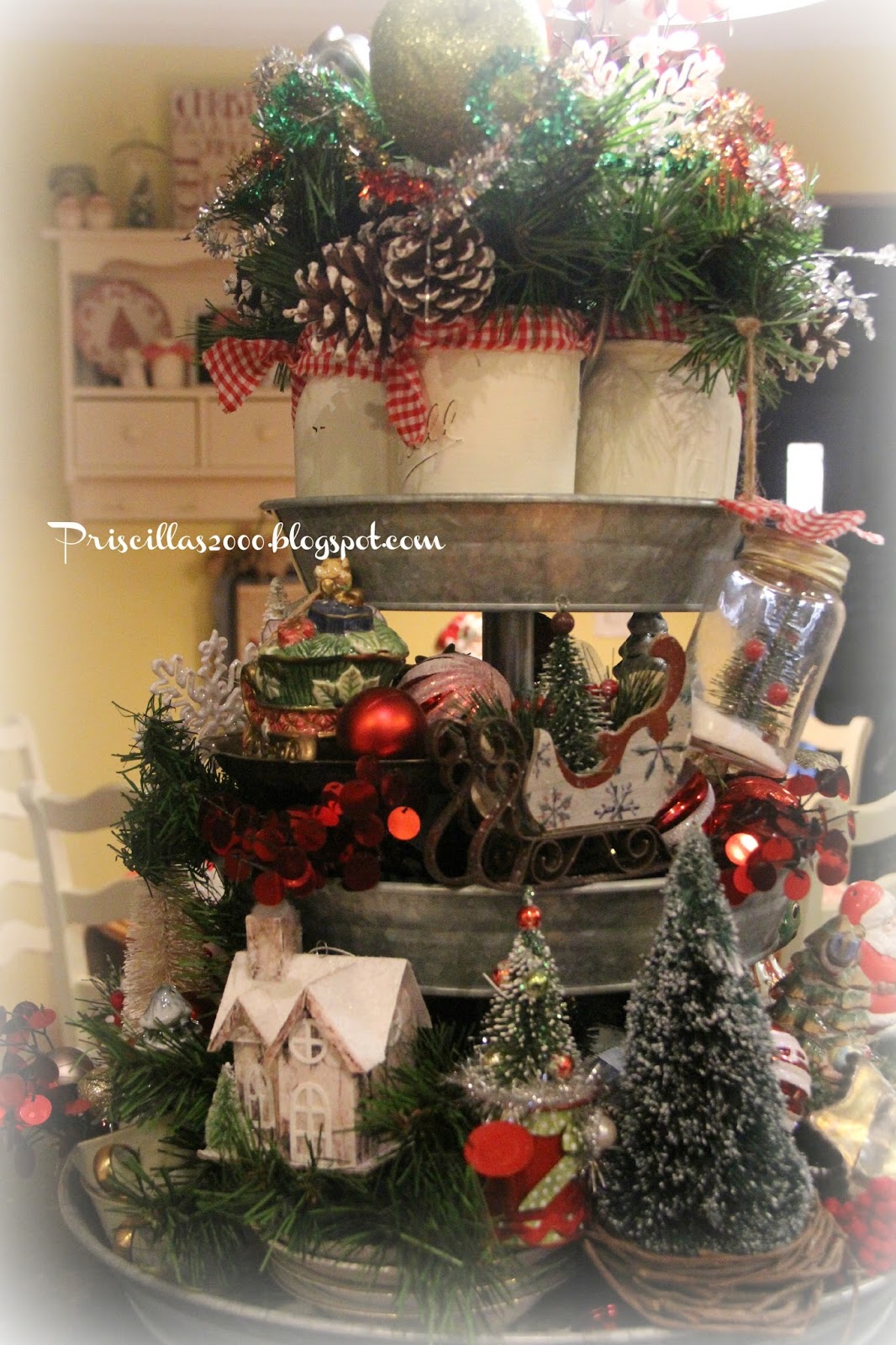 Priscillas Christmas Galvanized Tiered Tray 2015