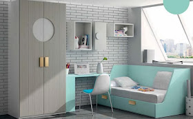 DORMITORIO TURQUESA - DORMITORIO JUVENIL COLOR TURQUESA - DECORACIÓN