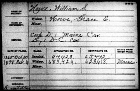 "U.S., Civil War Pension Index: General Index to Pension Files, 1861-1934," database and images, Ancestry.com (http://www.ancestry.com/ : accessed 29 Dec 2016); card for William S Howe.