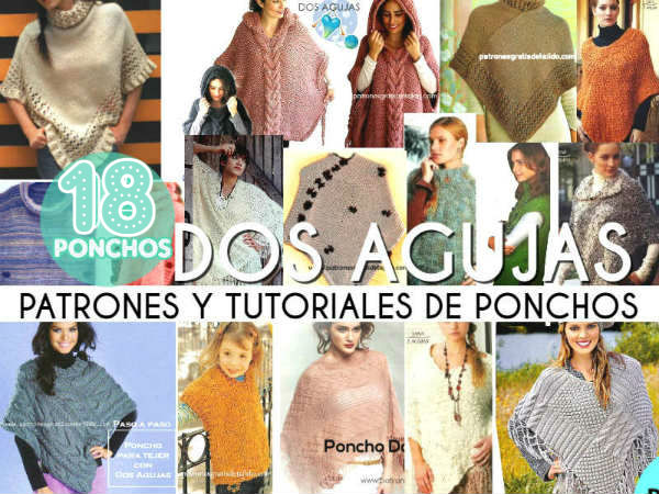 18 Ponchos Dos Agujas y Patrones 😃