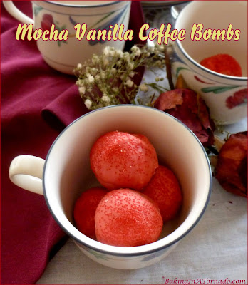 Mocha Vanilla Coffee Bombs melt Nutella, cocoa and vanilla fun into your cup of coffee. | Recipe developed by www.BakingInATornado.com | #recipe #coffee