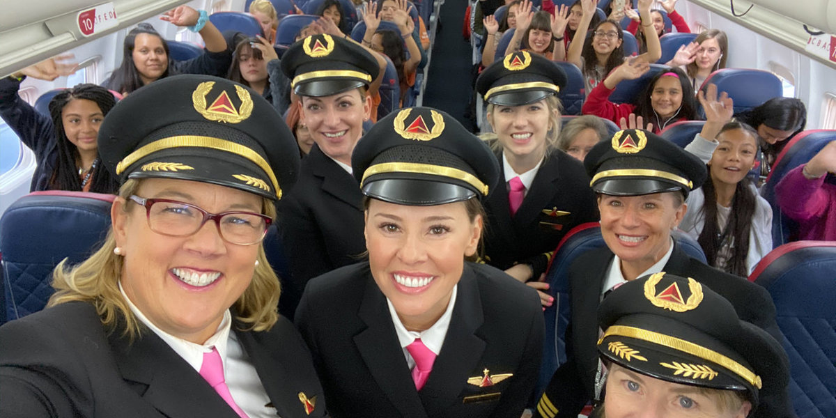 All-Female Delta Crew Flew 120 Young Women To NASA All-Female Delta Crew Flew 120 Young Women To NASA