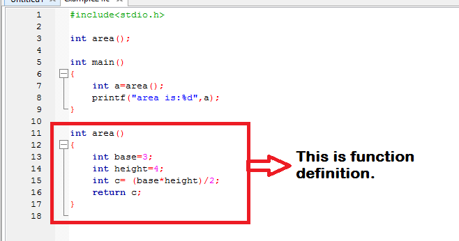 Function definition in C
