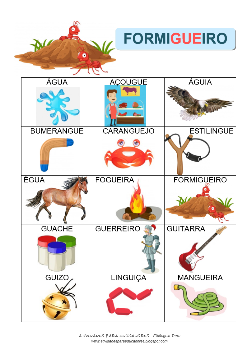 ATIVIDADES PARA EDUCADORES Listas de palavras com sílabas complexas