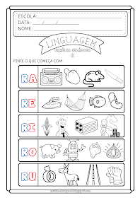 Exercícios Silábicos - Letra R ~ Atividades para baixar