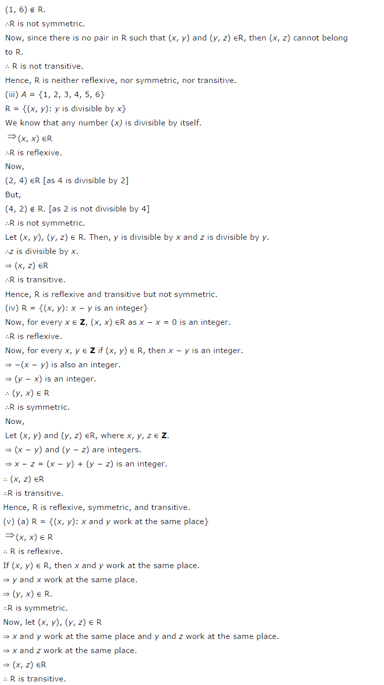 Class 12th Maths Chapter 1 Relations and Functions