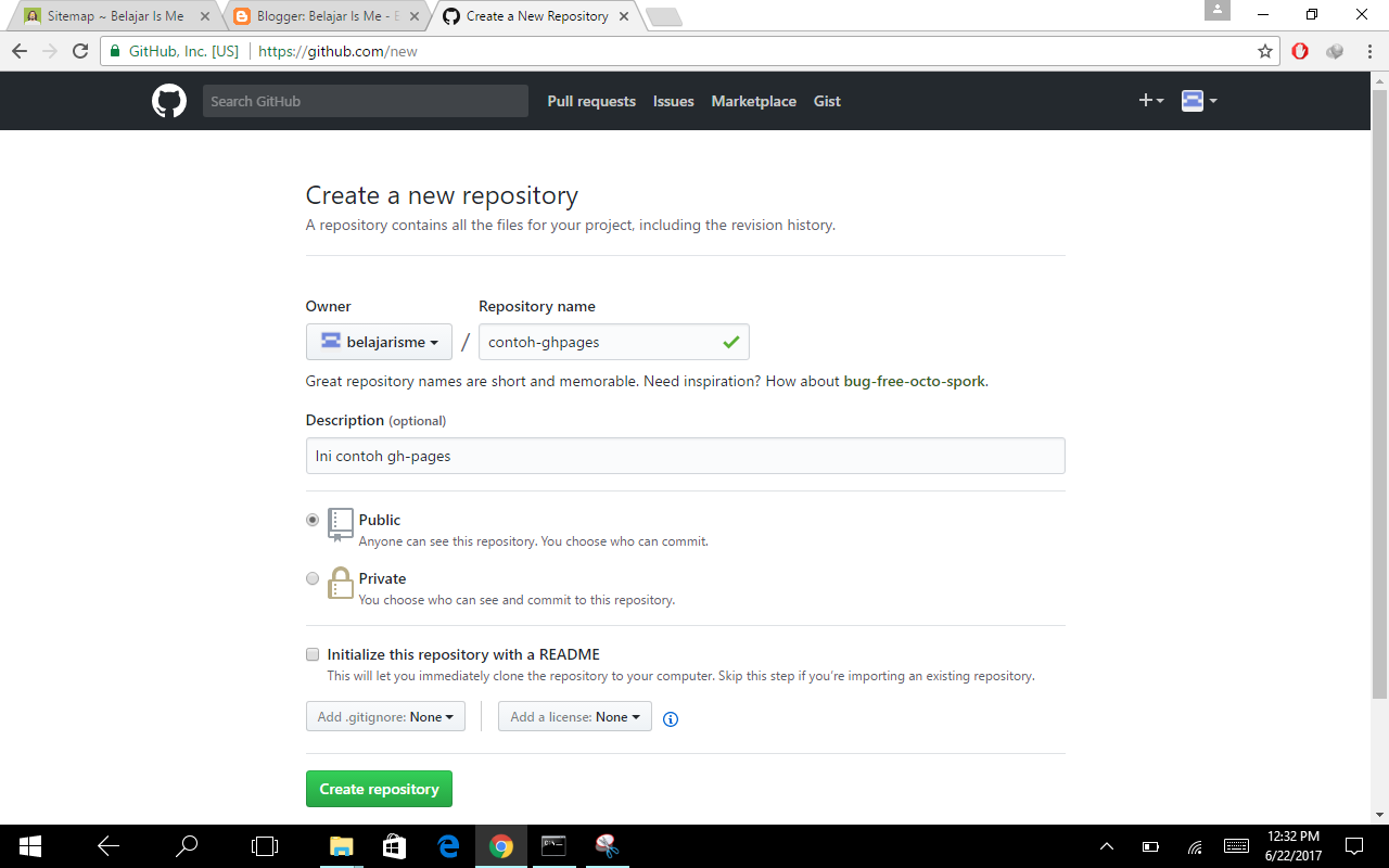 Membuat ghpages di GitHub Belajar Is Me