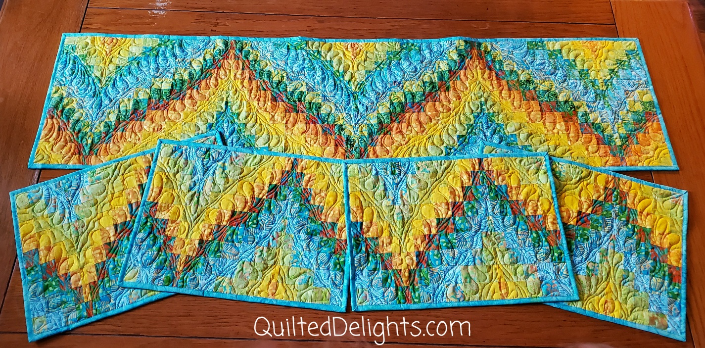 Quilted Delights Tropical Bargello Placemats and Table Runner