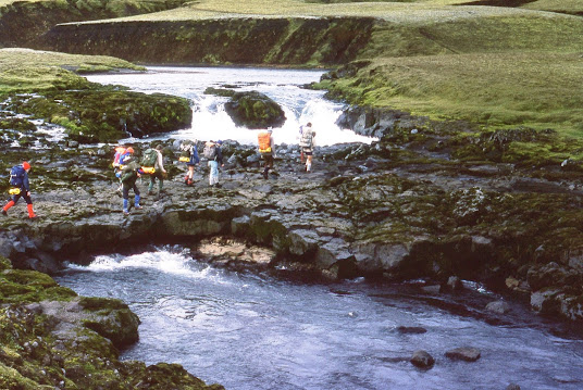 Natural Bridge near the Alftavatn hut, Dick Phillips tour, Iceland 1977